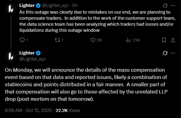 Lighter DEX’s Bold Move: Why Repaying Users in Stablecoins Could Change the Game After a Massive Outage