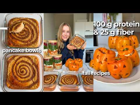 Healthy & High Protein Meal Prep for Fall | Cinnamon Roll Pancake Bowls, Stuffed Peppers...