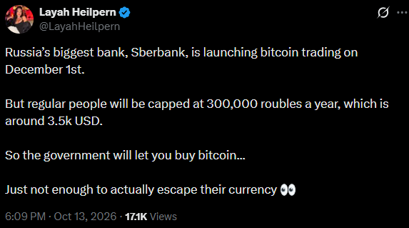 Sberbank’s Crypto Push: Is Russia About to Rewrite the Rules of Digital Finance Starting December 1?